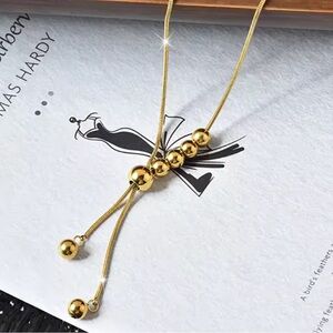 Anthropologie Gold Bead Necklace